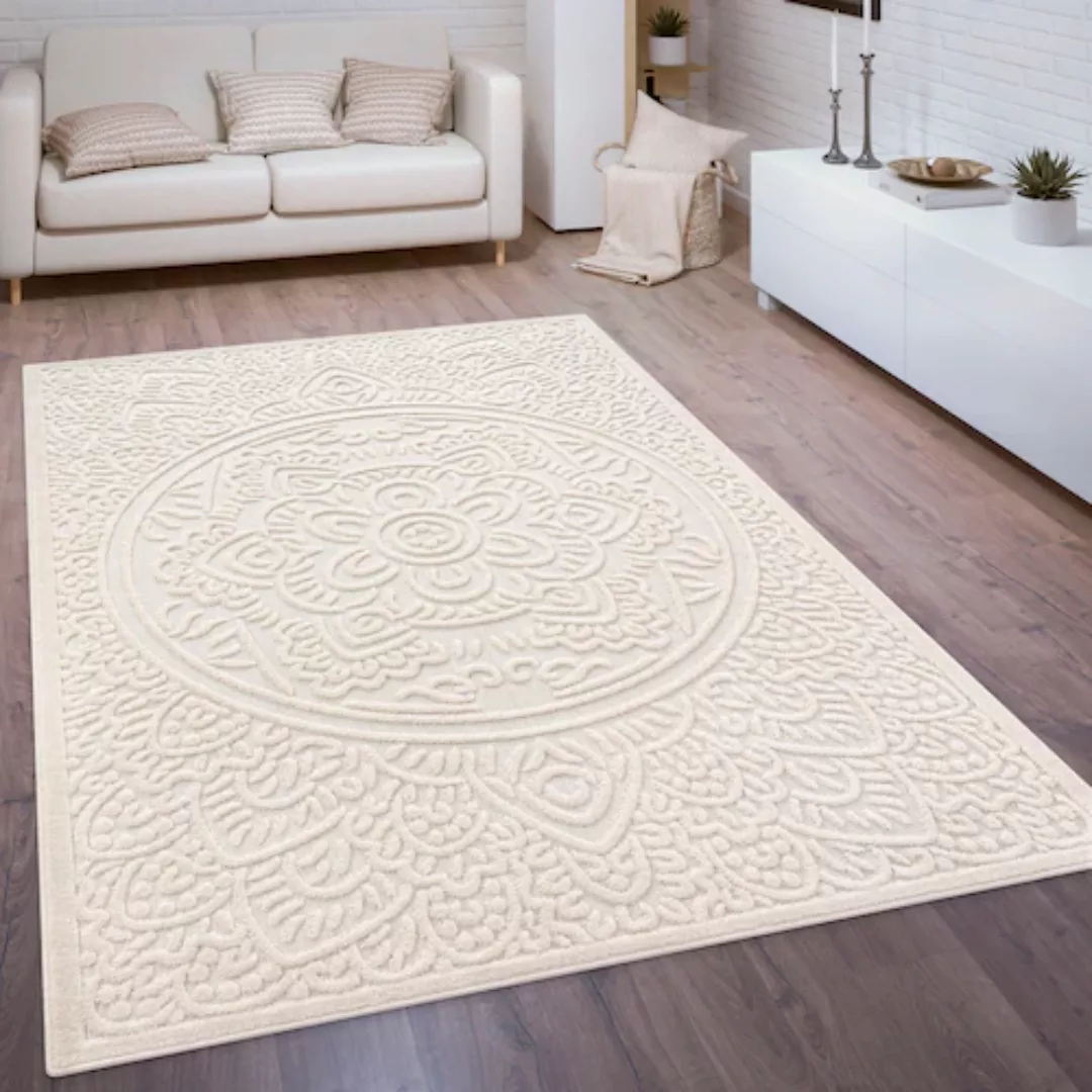 Paco Home Teppich »Cotton 232«, rechteckig, Uni Farben, Hoch-Tief Effekt, b günstig online kaufen