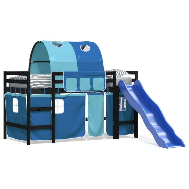 vidaXL Kinderbett Kinderhochbett mit Tunnel Blau 90x200 cm Massivholz Kiefe günstig online kaufen