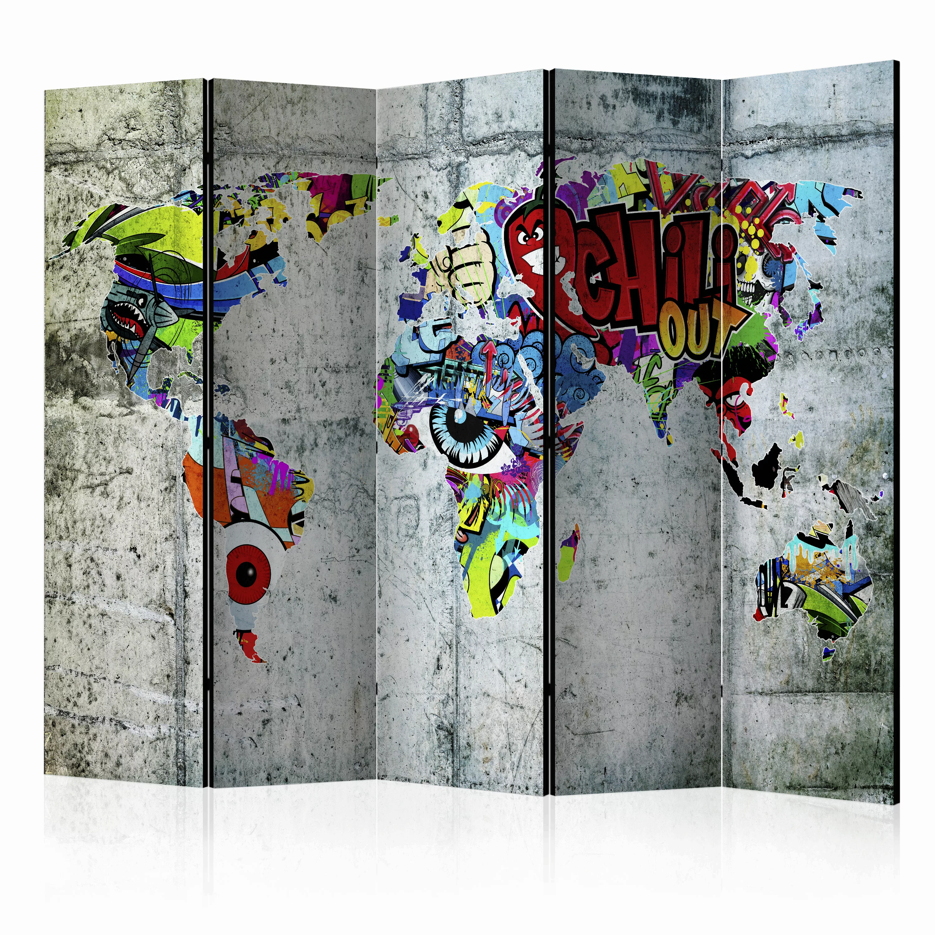 5-teiliges Paravent - Graffiti World [room Dividers] günstig online kaufen
