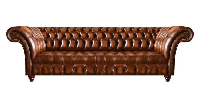 JVmoebel 4-Sitzer Chesterfield Ledersofa Braune Kunstleder Couch Designer E günstig online kaufen