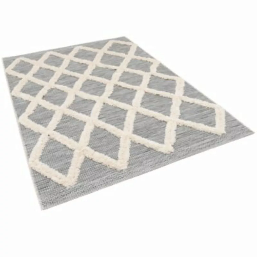 Pergamon In & Outdoor Teppich Shaggy Juist Rauten Teppiche grau Gr. 160 x 2 günstig online kaufen
