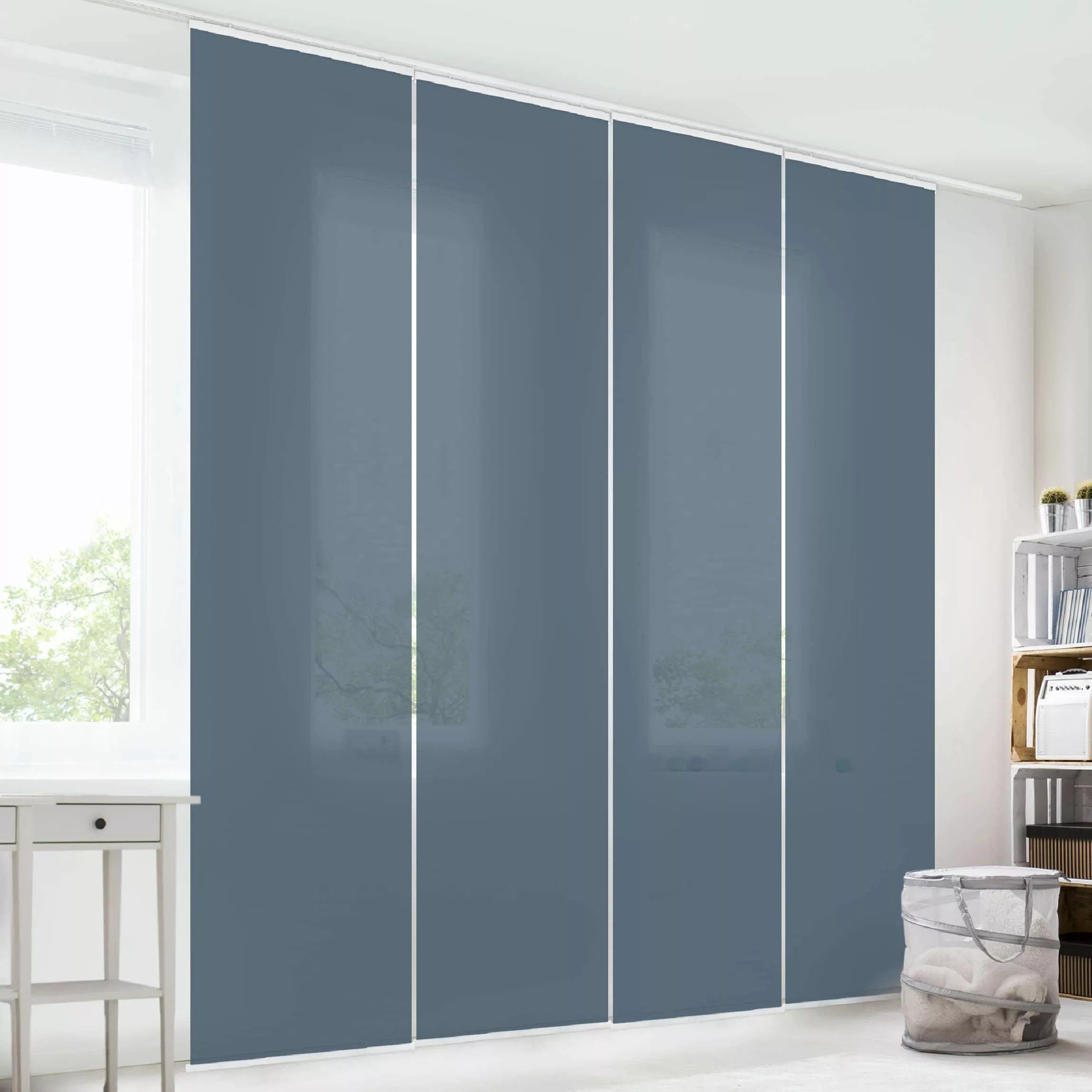 Bilderdepot24 Schiebegardine modern Flächenvorhang blickdicht Schieferblau, günstig online kaufen
