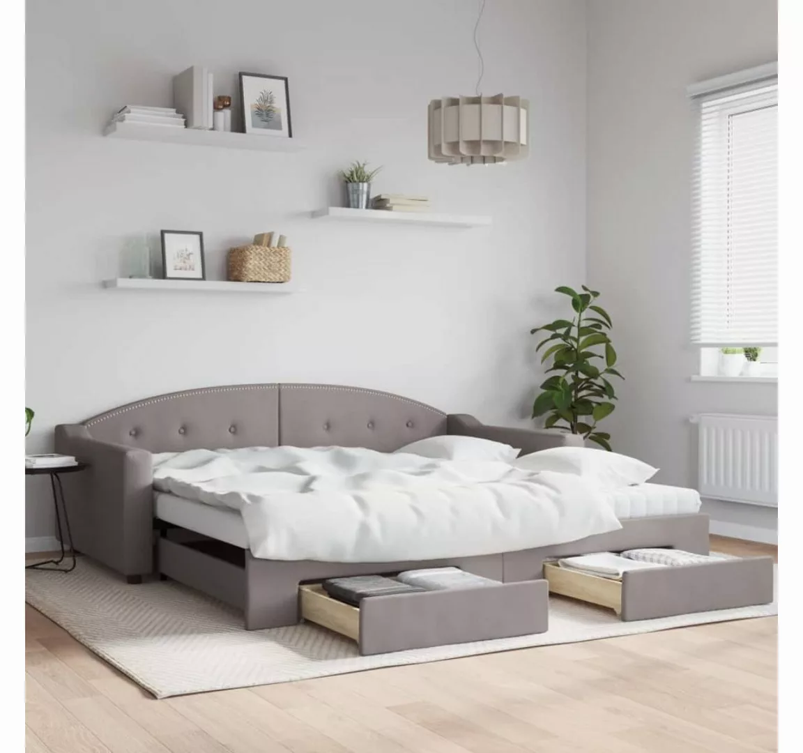 vidaXL Gästebett Gästebett Tagesbett Ausziehbar mit Schubladen Taupe 100x20 günstig online kaufen