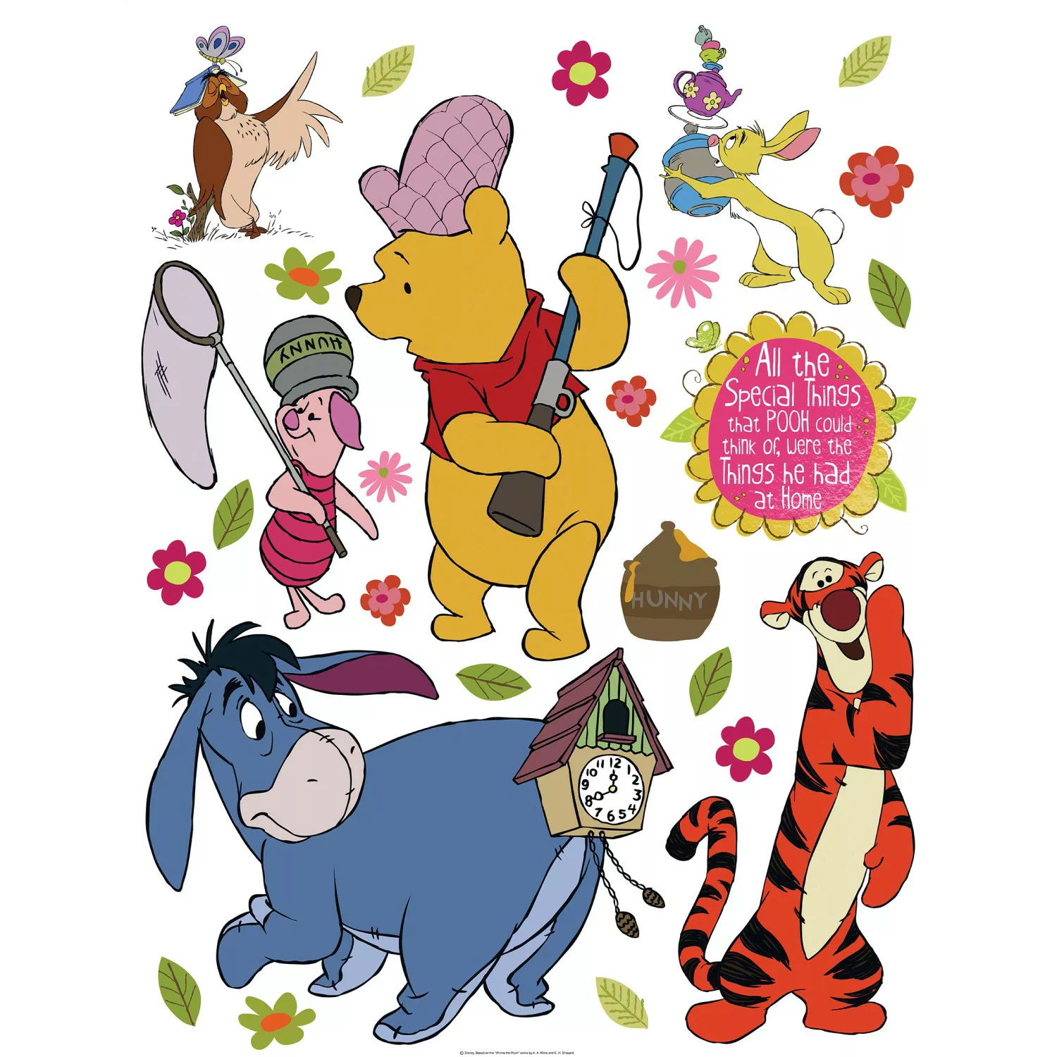 Disney Wandtattoo Pu Der Bär Gelb Blau Orange und Rosa 65 x 85 cm 600199 günstig online kaufen