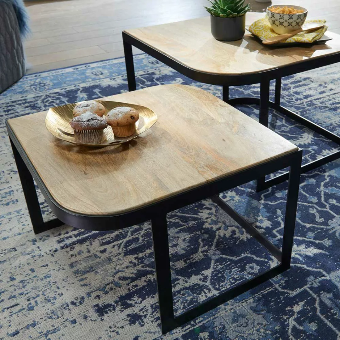 Wohnzimmertisch Set mit quadratischer Tischplatte 40 cm hoch (zweiteilig) günstig online kaufen