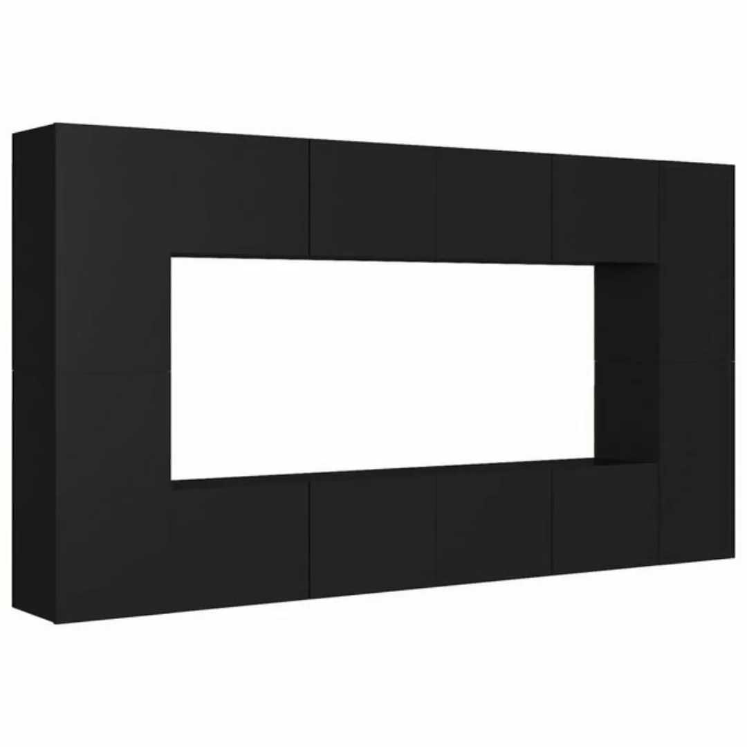 furnicato TV-Schrank 8-tlg. TV-Schrank-Set Schwarz Holzwerkstoff (1-St) günstig online kaufen