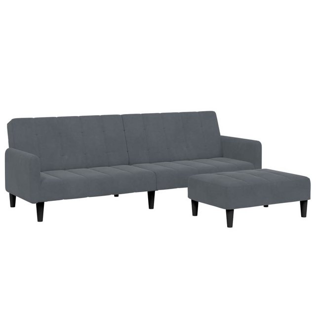 vidaXL Sofa Schlafsofa 2-Sitzer mit Fußhocker Dunkelgrau Samt günstig online kaufen