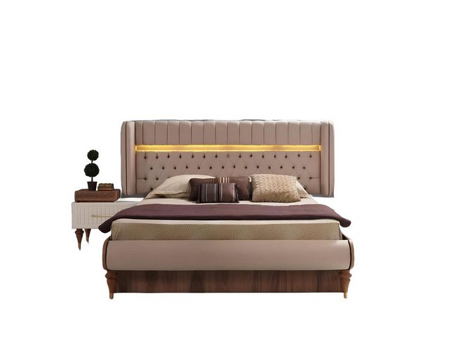 JVmoebel Bett Luxus Bett Schlafzimmer Doppelbett Beige Modern Design Hotel günstig online kaufen