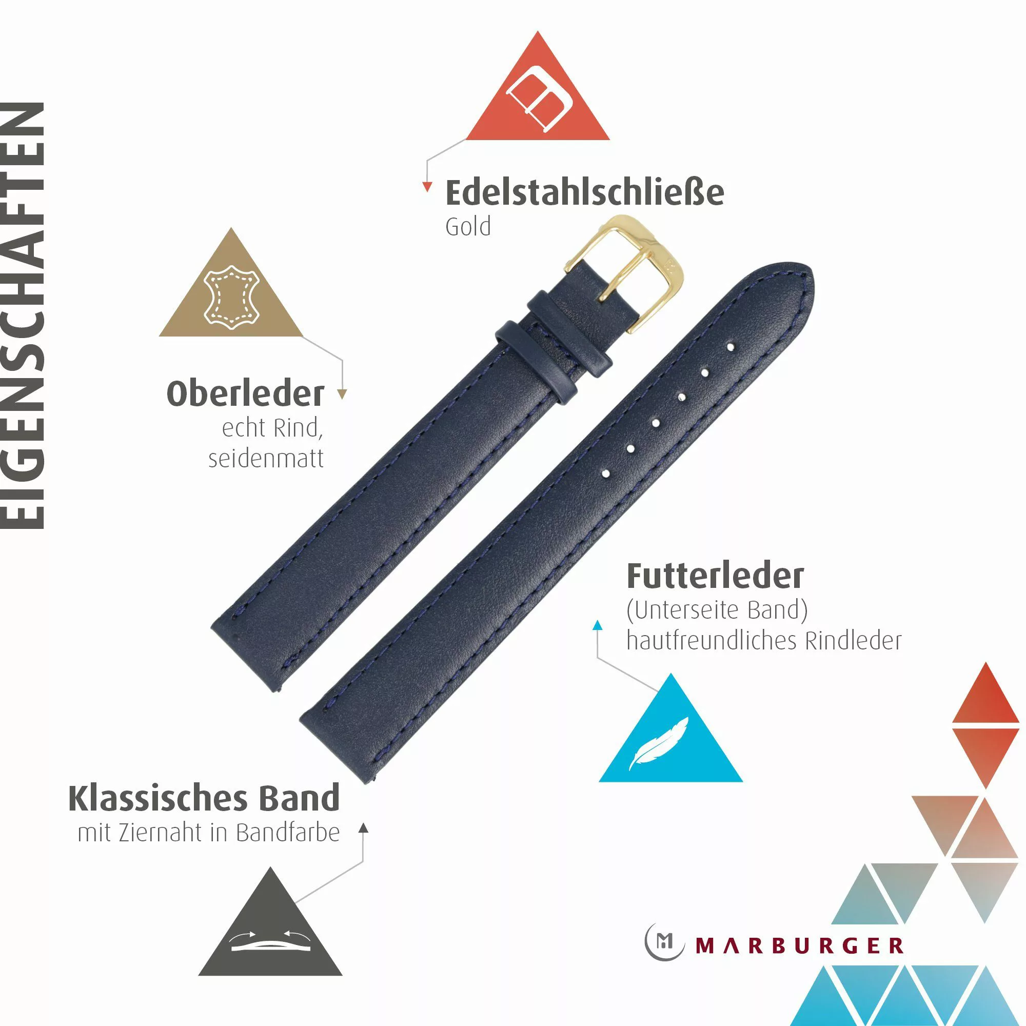 MARBURGER Uhrenarmband 20mm Leder XXL Extra günstig online kaufen