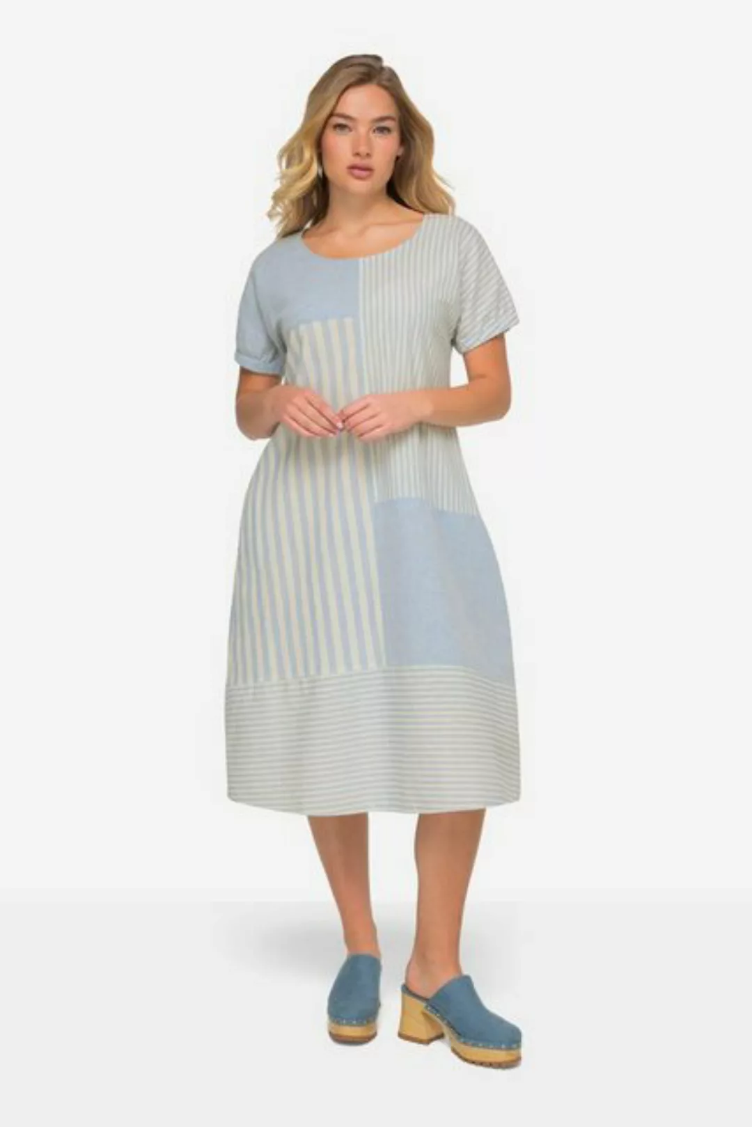 Laurasøn Sommerkleid Leinenmix-Kleid A-Line Streifen-Mix Rundhals günstig online kaufen