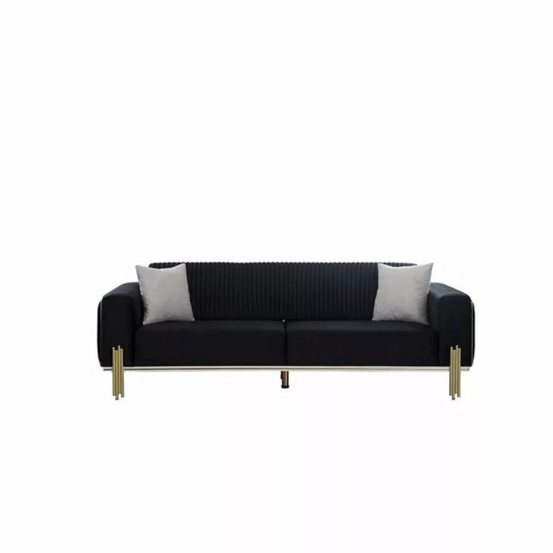 JVmoebel 3-Sitzer Moderner Schwarzer Dreisitzer mit Edelstahl Polster Couch günstig online kaufen