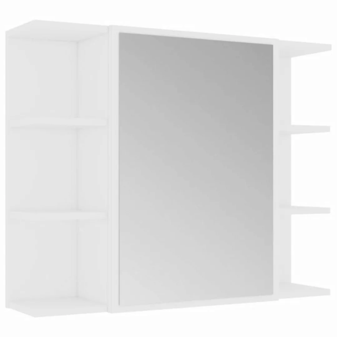 vidaXL Badezimmerspiegelschrank Bad-Spiegelschrank Weiß 80x20,5x64 cm Holzw günstig online kaufen