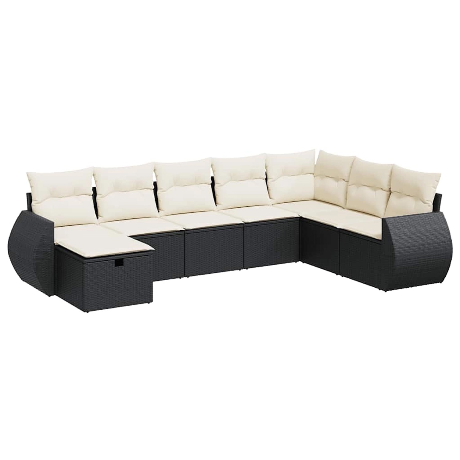 vidaXL 8-Tlg Garten-Sofagarnitur mit Kissen Schwarz Poly Rattan 3325632 günstig online kaufen