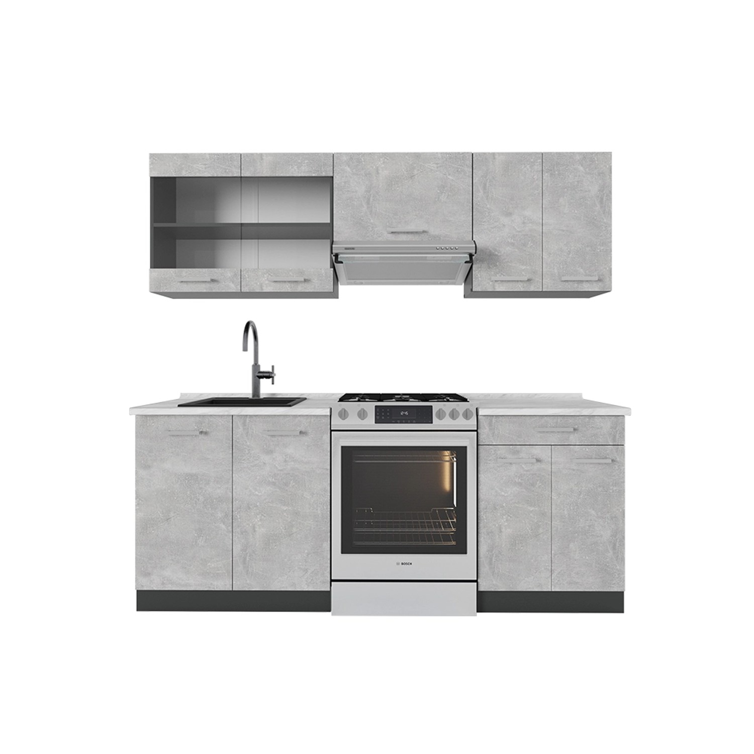 Vicco Küchenzeile R-Line, Beton/Anthrazit, 200 cm, günstig online kaufen