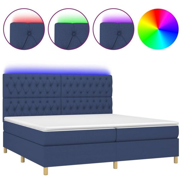 vidaXL Boxspringbett Boxspringbett mit Matratze LED Blau 200x200 cm Stoff B günstig online kaufen