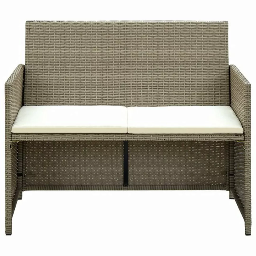 vidaXL Loungesofa 2-Sitzer-Gartensofa mit Polstern Beige Poly Rattan, 2 Tei günstig online kaufen