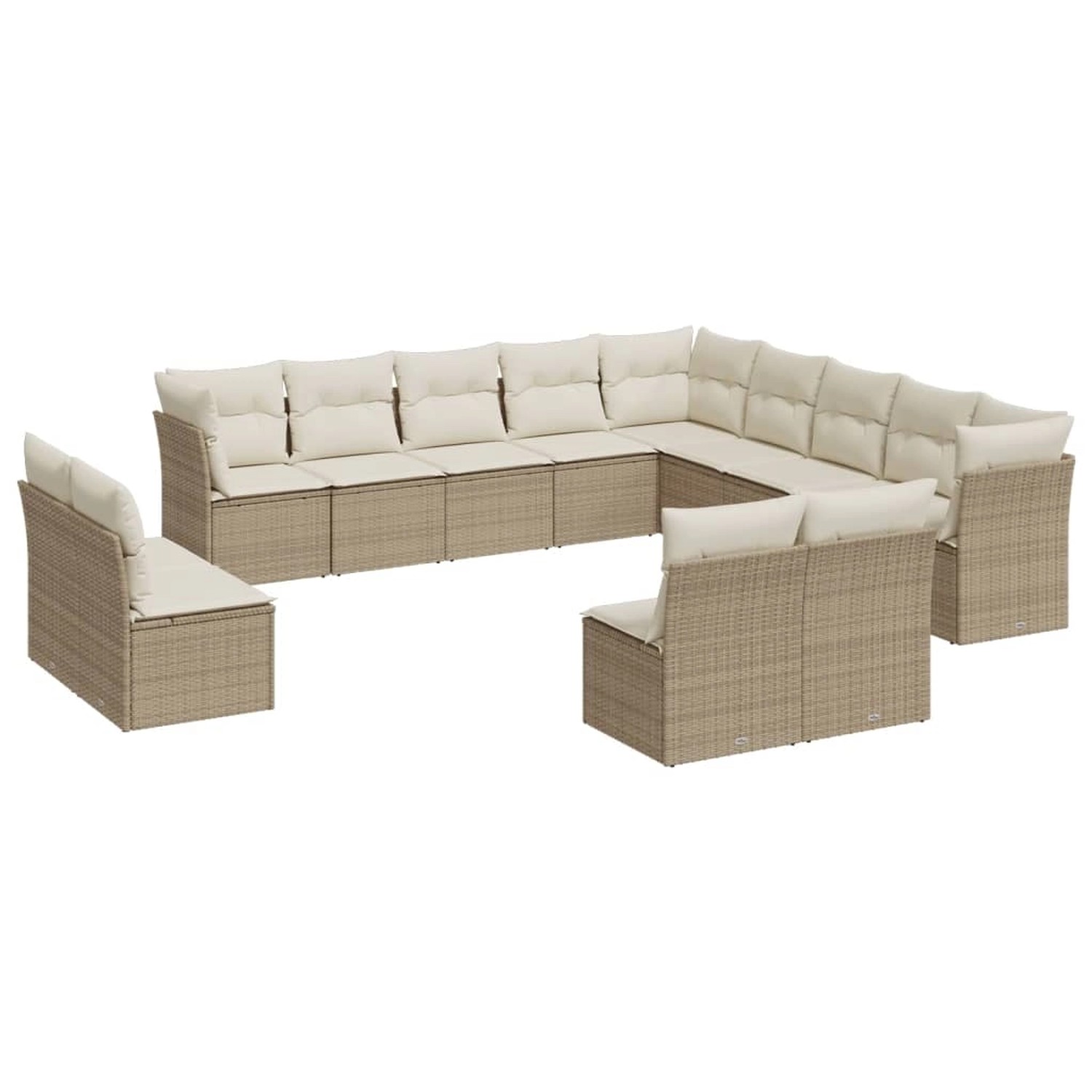 vidaXL 13-tlg Garten-Sofagarnitur mit Kissen Beige Poly Rattan Modell 40 günstig online kaufen