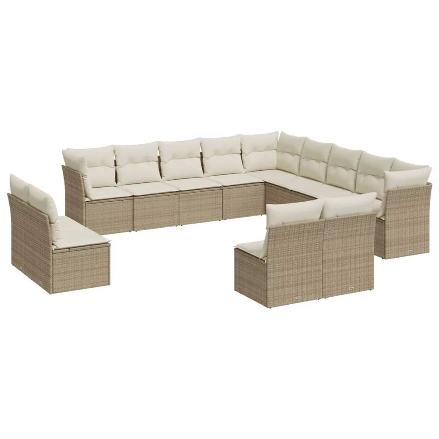 vidaXL 13-tlg Garten-Sofagarnitur mit Kissen Beige Poly Rattan Modell 40 günstig online kaufen