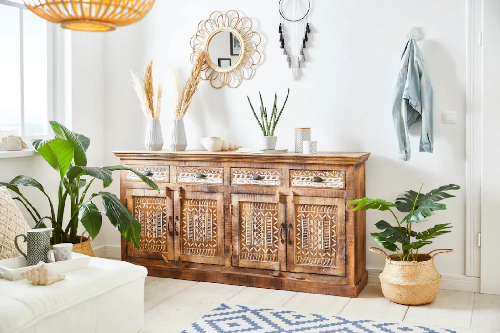 Home affaire Sideboard "Maneesh", Kommode aus massivem Mangoholz, viele Sta günstig online kaufen