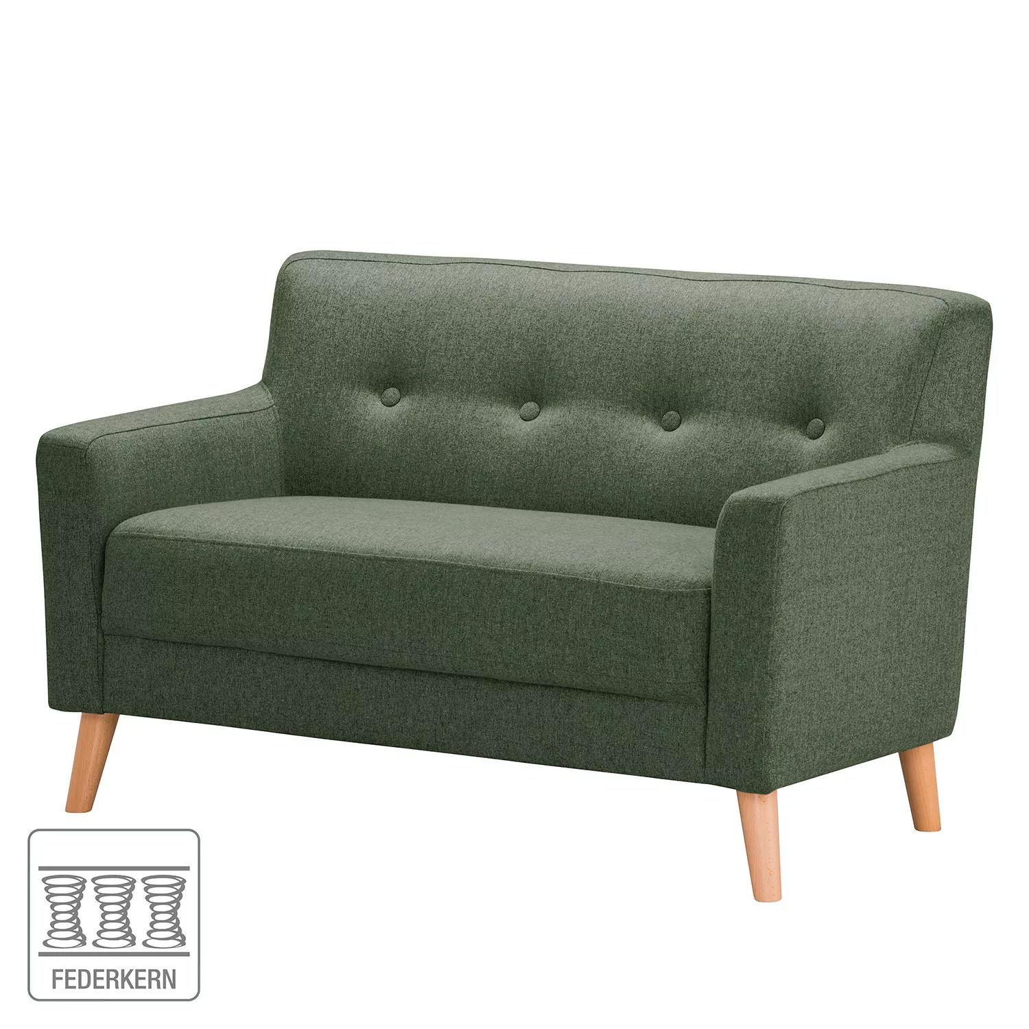 home24 Norrwood Sofa Bette I 2-Sitzer Grün Webstoff 130x82x80 cm günstig online kaufen