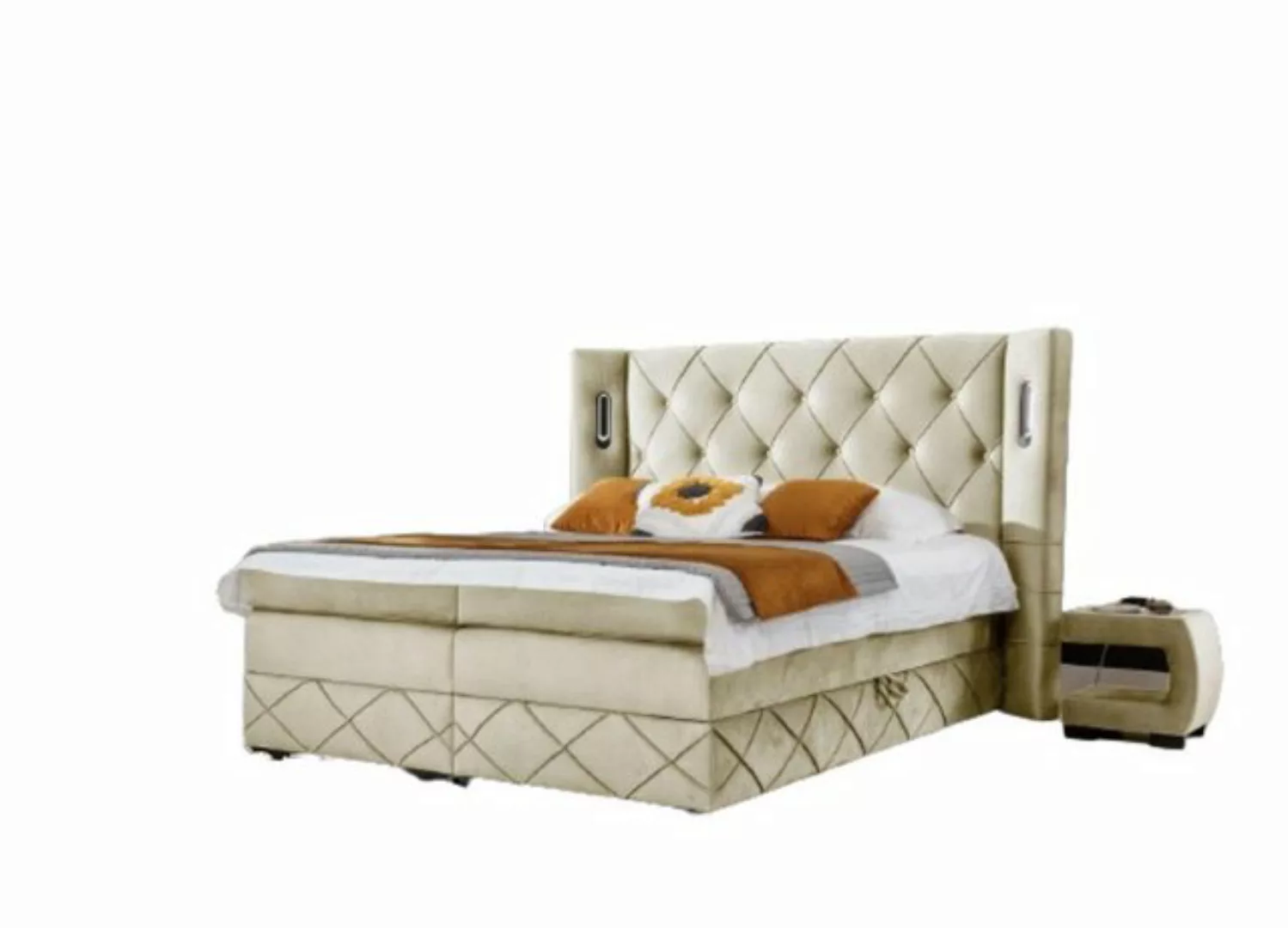JVmoebel Bett Chesterfield Polsterbett Schlafzimmer Nachttische Luxus Möbel günstig online kaufen