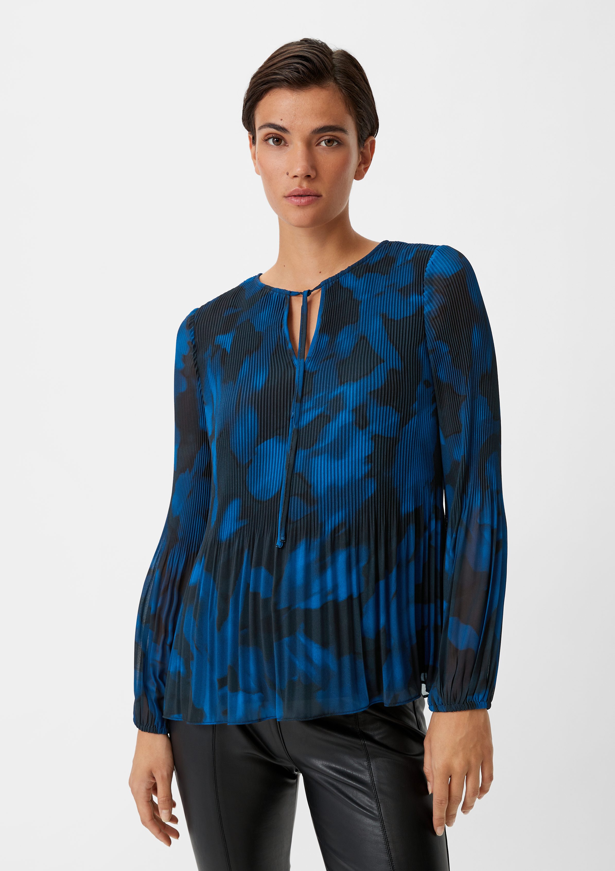 Comma Langarmbluse Chiffonbluse mit Plisseefalten günstig online kaufen