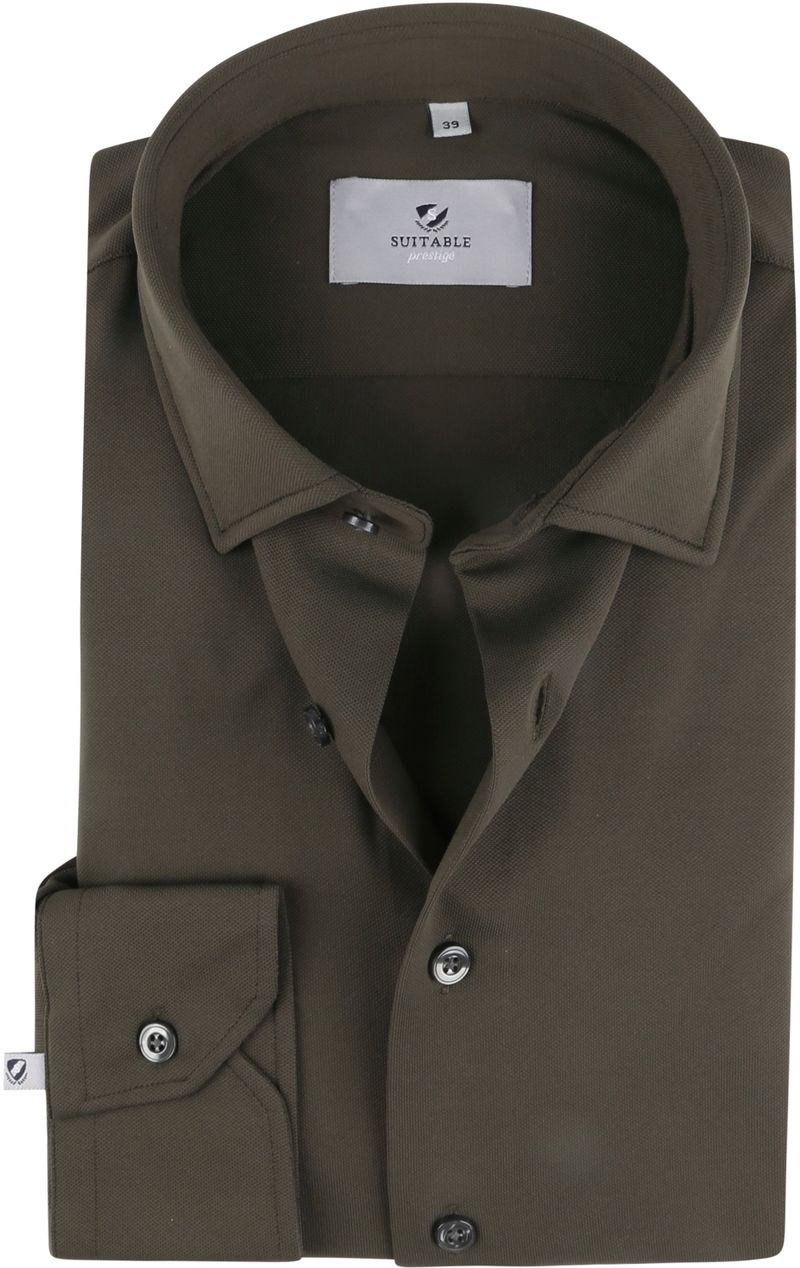 Suitable Hemd Tech Stretch Dunkelgrün - Größe 42 günstig online kaufen