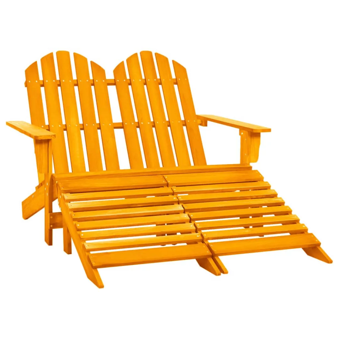 2-sitzer Adirondack-gartenbank Mit Fußstütze Tannenholz Orange günstig online kaufen