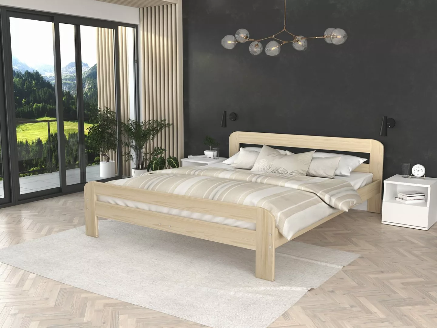 Siblo Bett Sorrento (Massives Kiefernholz, Massiver Lattenrost), Massives K günstig online kaufen