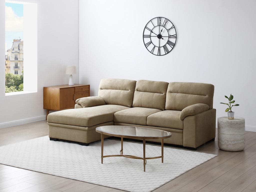 Ecksofa mit Schlaffunktion - Ecke links - Stoff - Beige - ULENIO günstig online kaufen