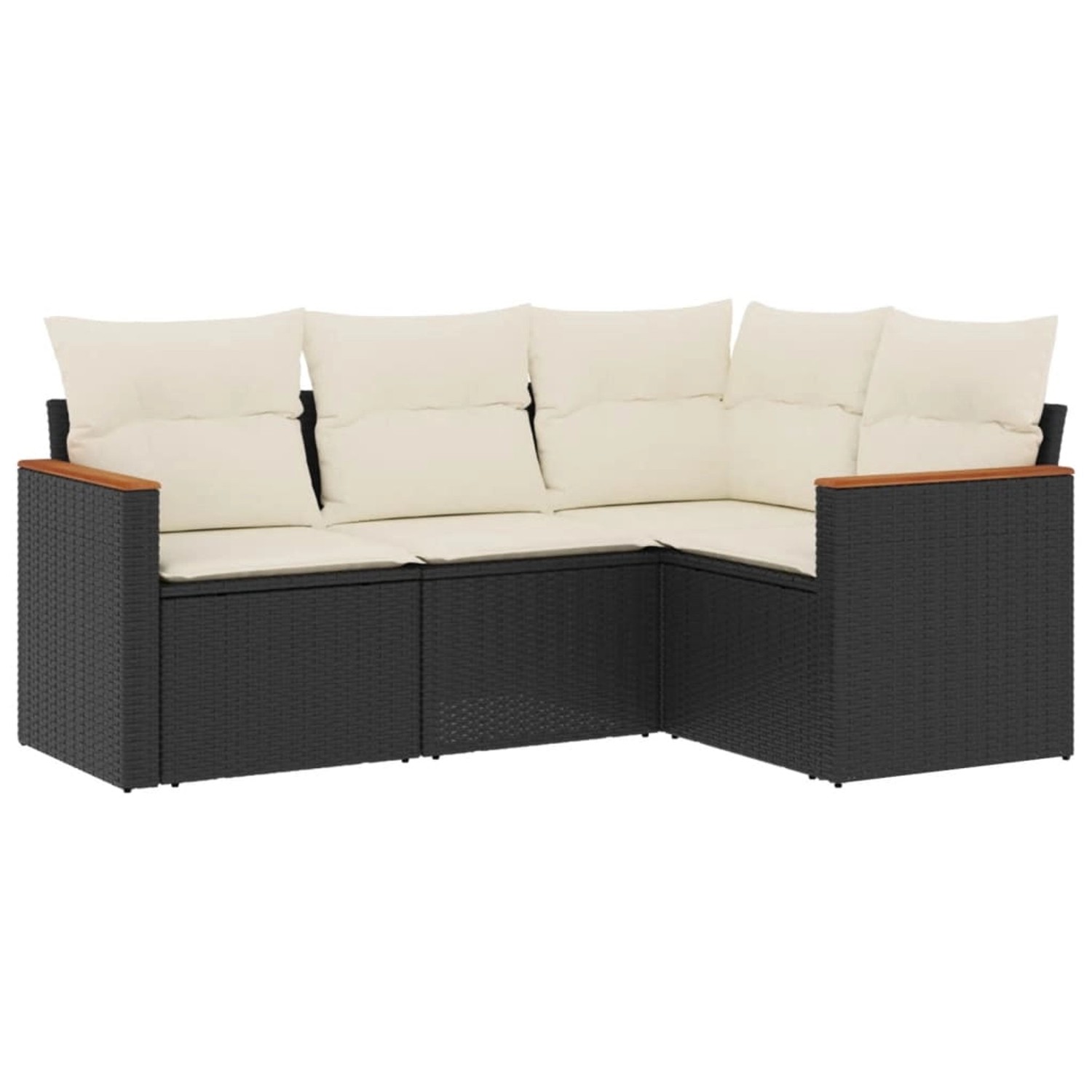 vidaXL 4-Tlg Garten-Sofagarnitur mit Kissen Schwarz Poly Rattan 3225930 günstig online kaufen