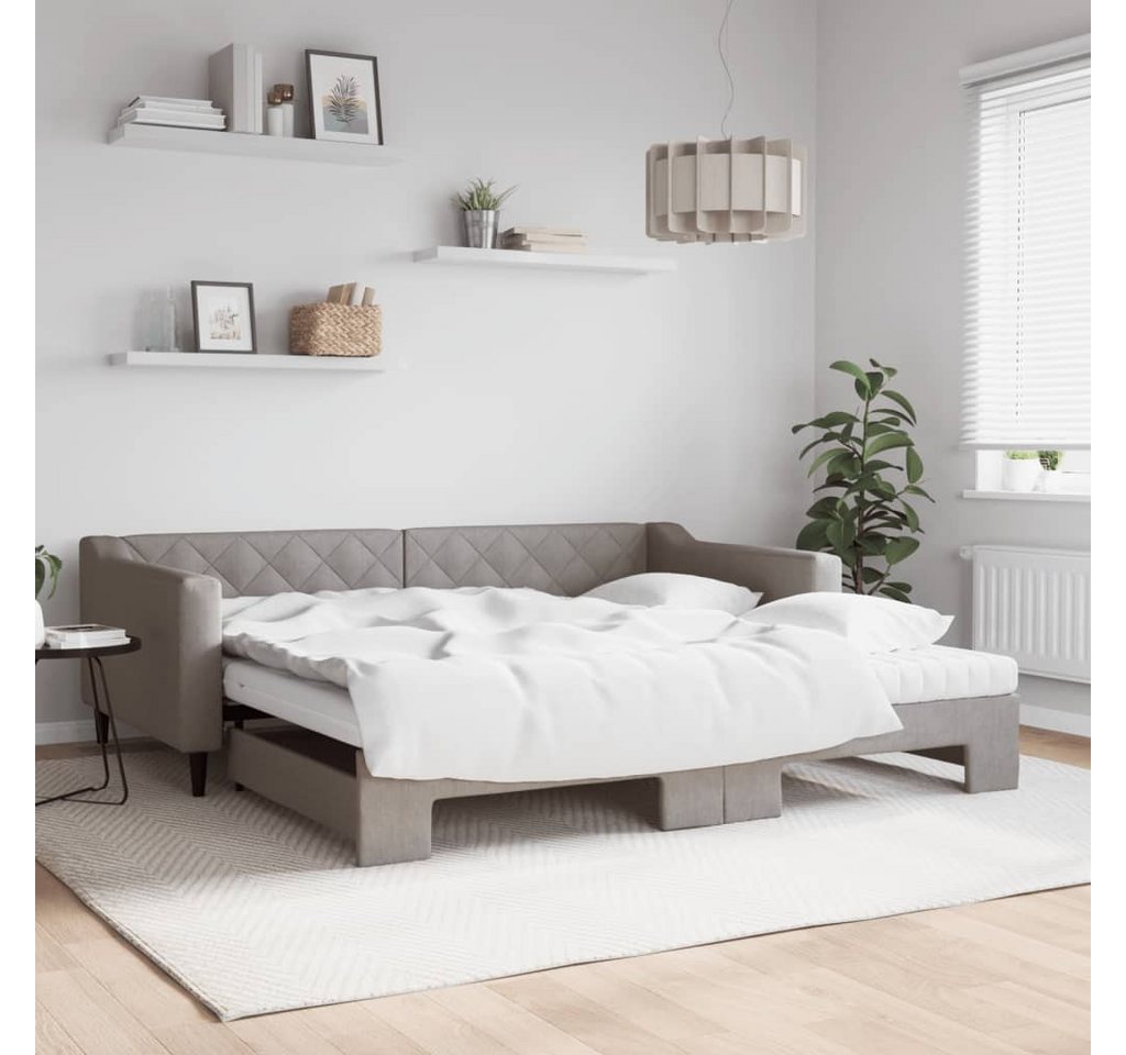 vidaXL Gästebett Gästebett Tagesbett Ausziehbar mit Matratzen Taupe 100x200 günstig online kaufen