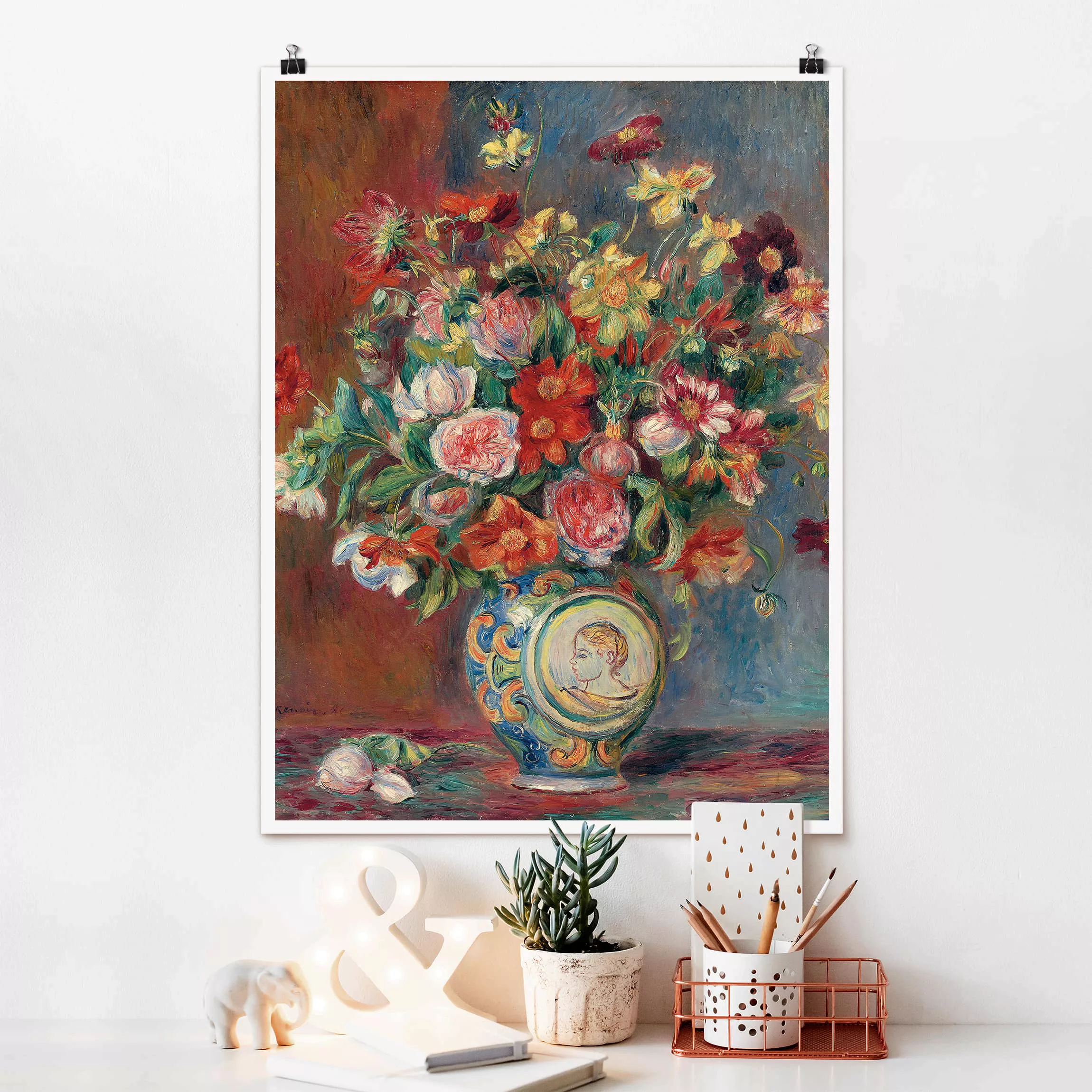 Poster Kunstdruck - Hochformat Auguste Renoir - Blumenvase günstig online kaufen