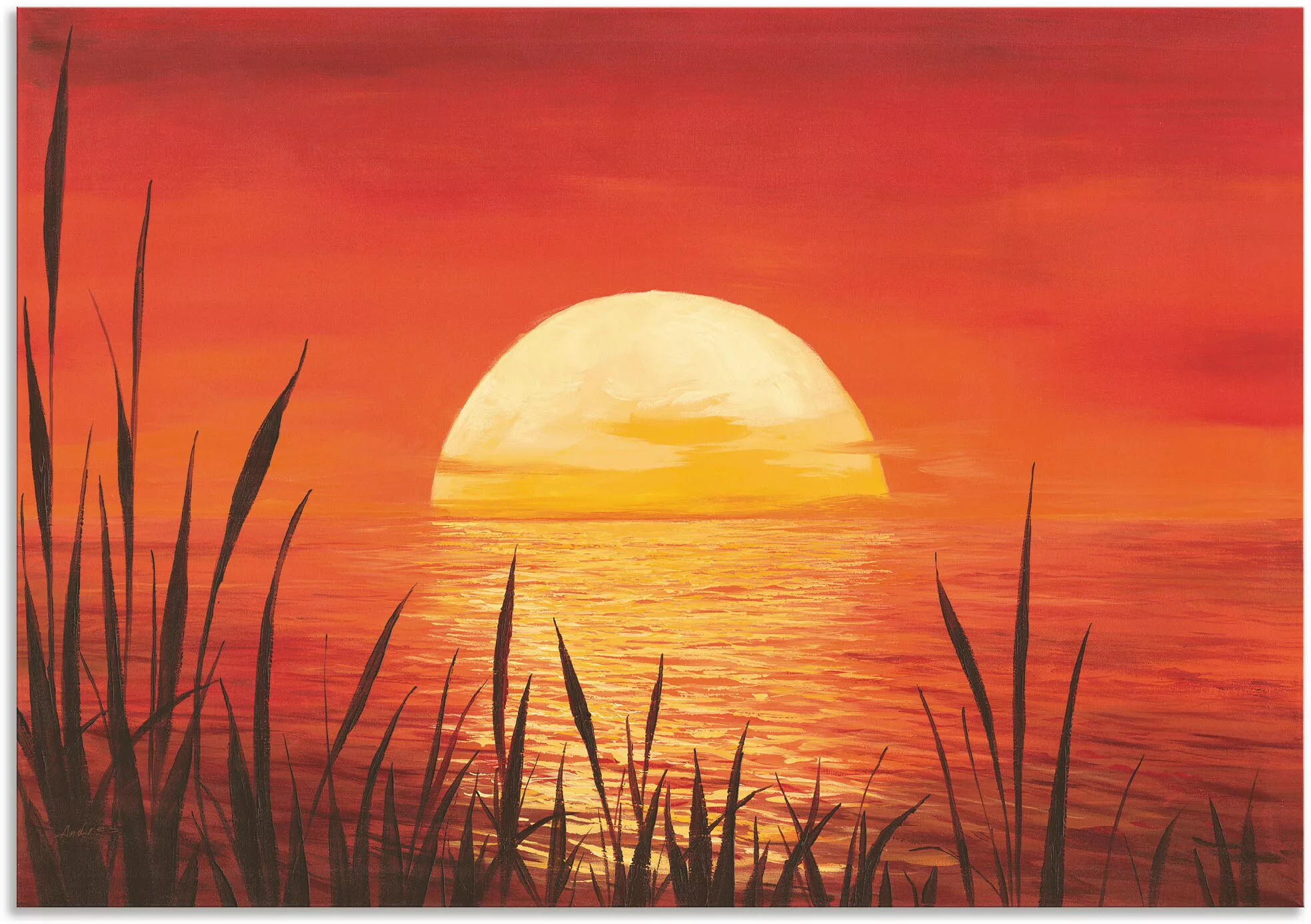 Artland Wandbild "Roter Sonnenuntergang am Ozean", Bilder vom Sonnenunterga günstig online kaufen