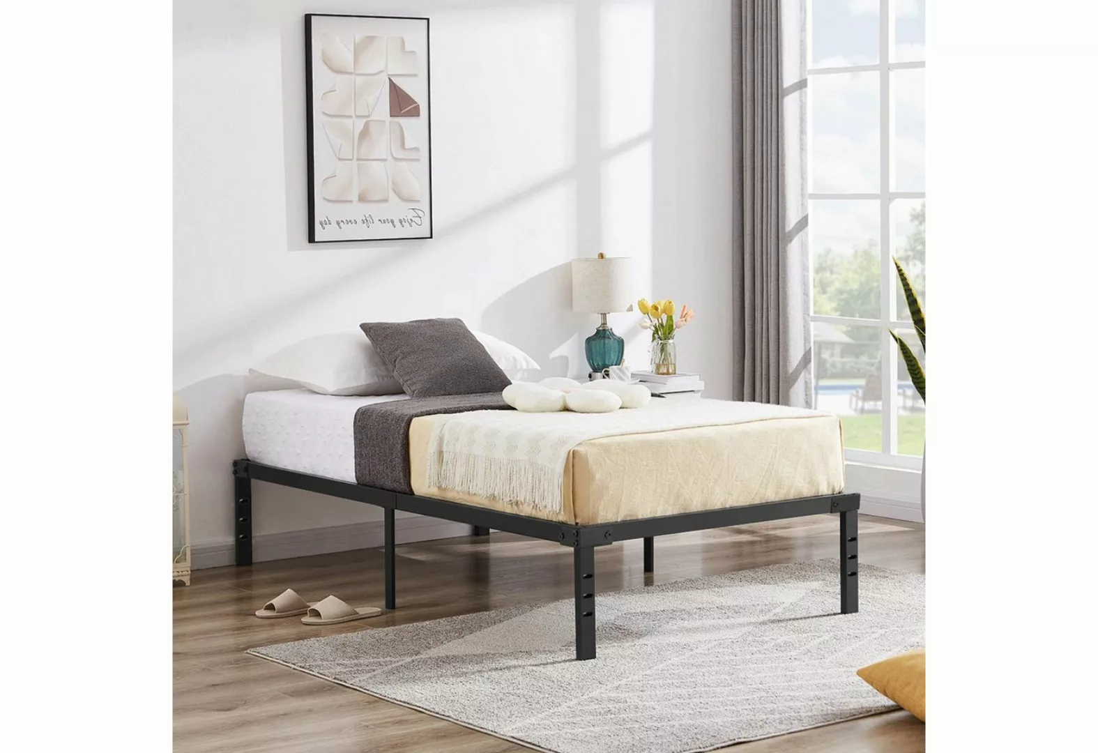 LETGOSPT Bettgestell Doppelbett Einzelbett, Metall Bettgestell mit Lattenro günstig online kaufen