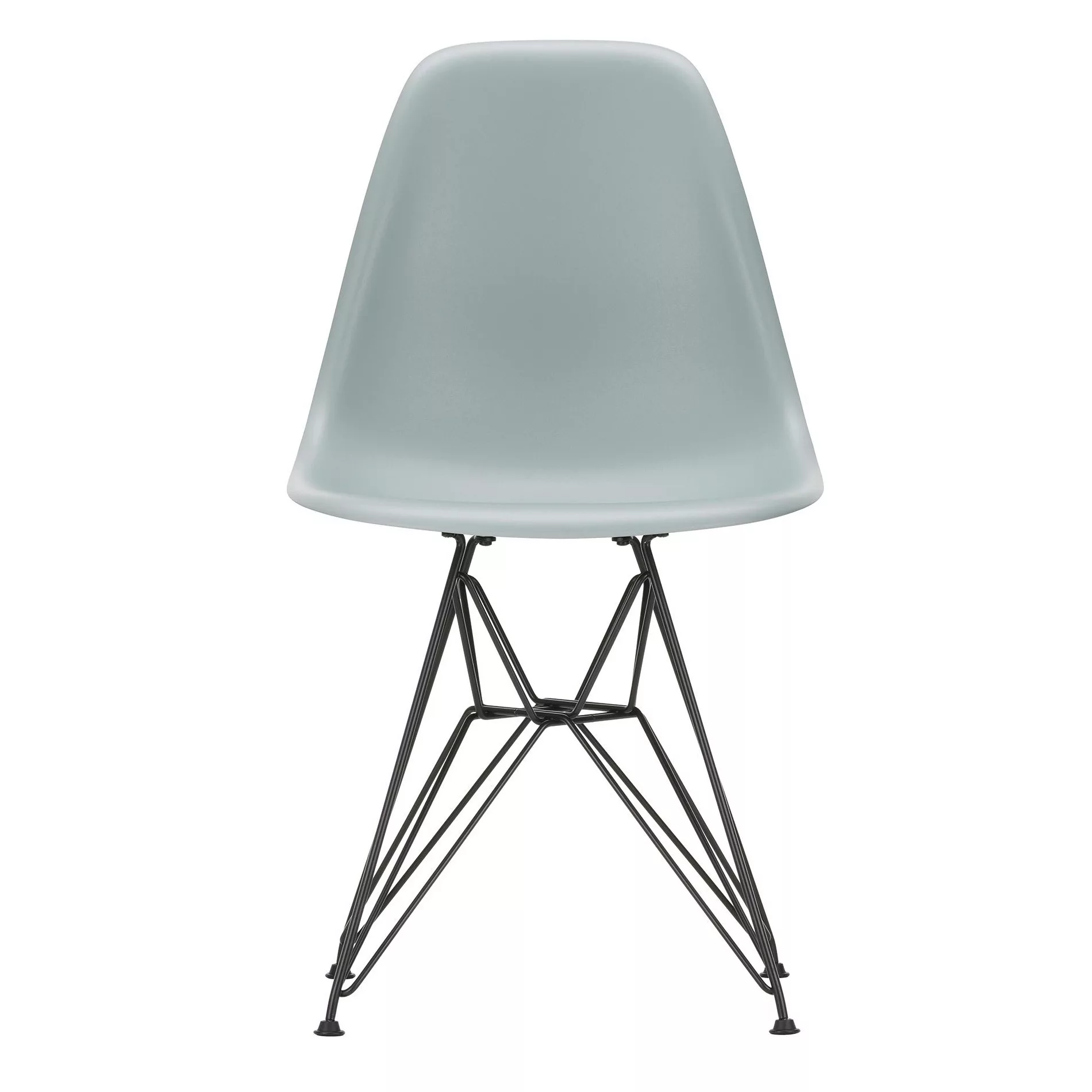 Vitra - Eames Plastic Side Chair DSR Gestell schwarz - hellgrau/Sitz Polypr günstig online kaufen