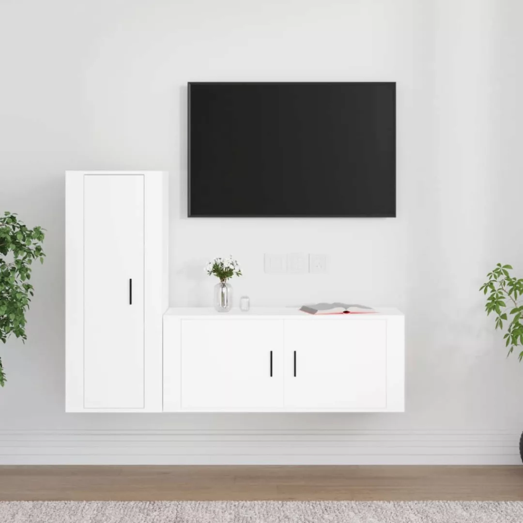 Vidaxl 2-tlg. Tv-schrank-set Weiß Holzwerkstoff günstig online kaufen