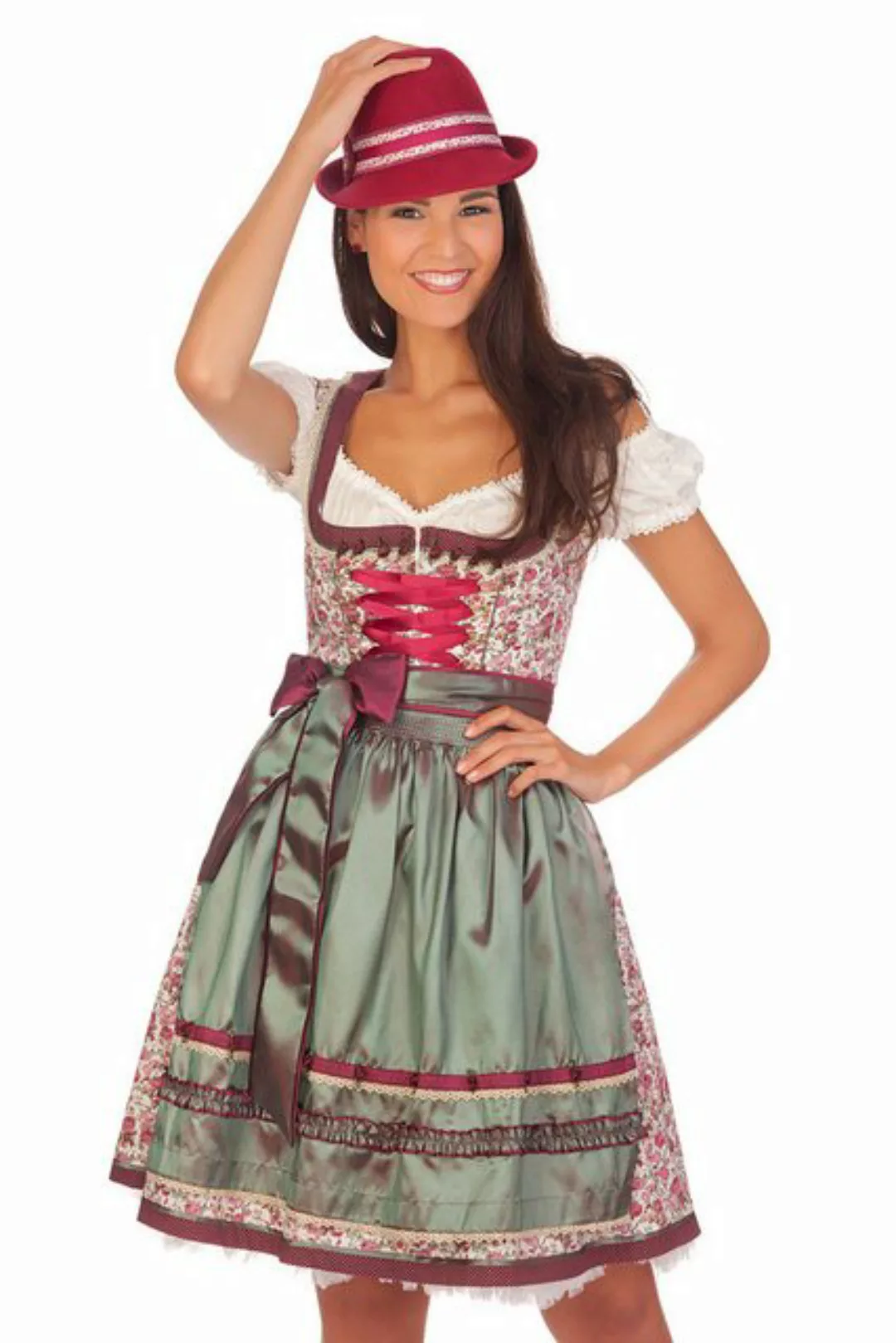 Krüger Madl Dirndl Midi Dirndl 2tlg. - IDUNA - weinrot günstig online kaufen