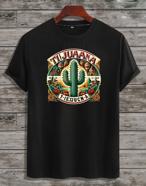 RMK T-Shirt Herren Shirt Basic Rundhals mit Mexico Tijuana Print günstig online kaufen