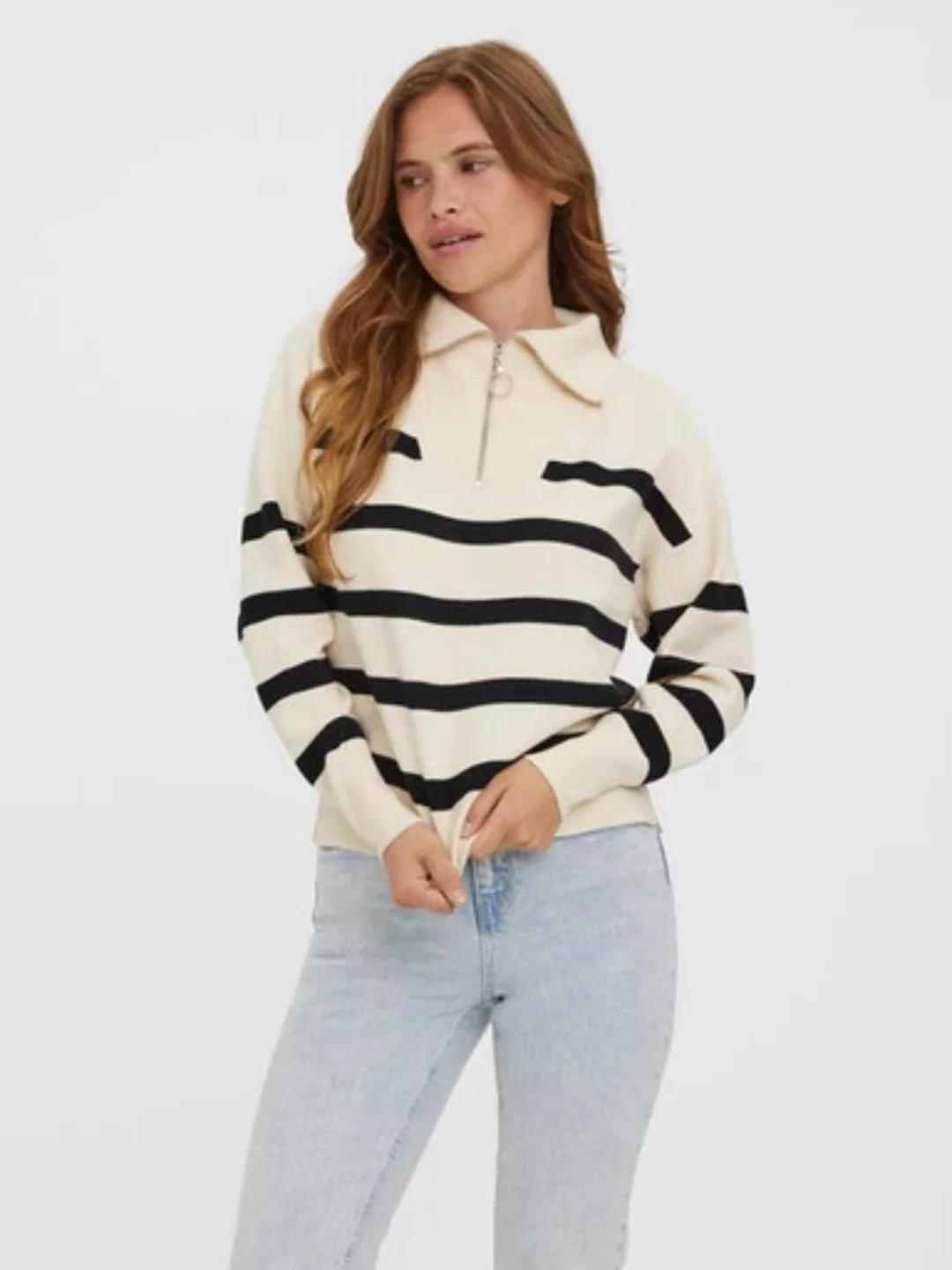 Vero Moda Troyer VMSABA STRIPE LS HIGHNECK BLOUSE GA NOOS günstig online kaufen