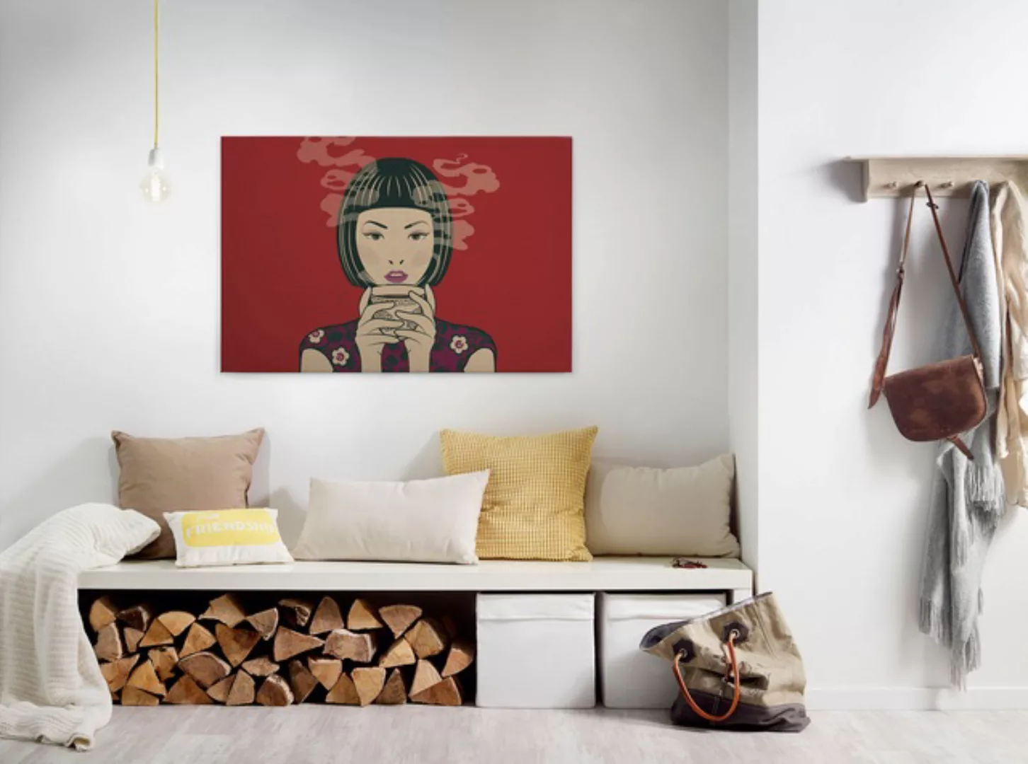 Bricoflor Japan Wandbild In Rot Tee Bild Auf Leinwand Im Manga Pop Art Stil günstig online kaufen