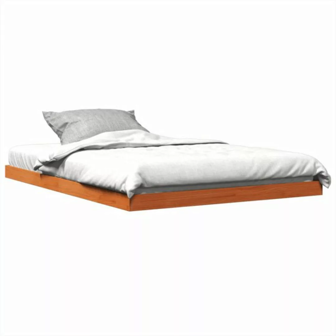 vidaXL Bett Massivholzbett Wachsbraun 135x190 cm Kiefer günstig online kaufen