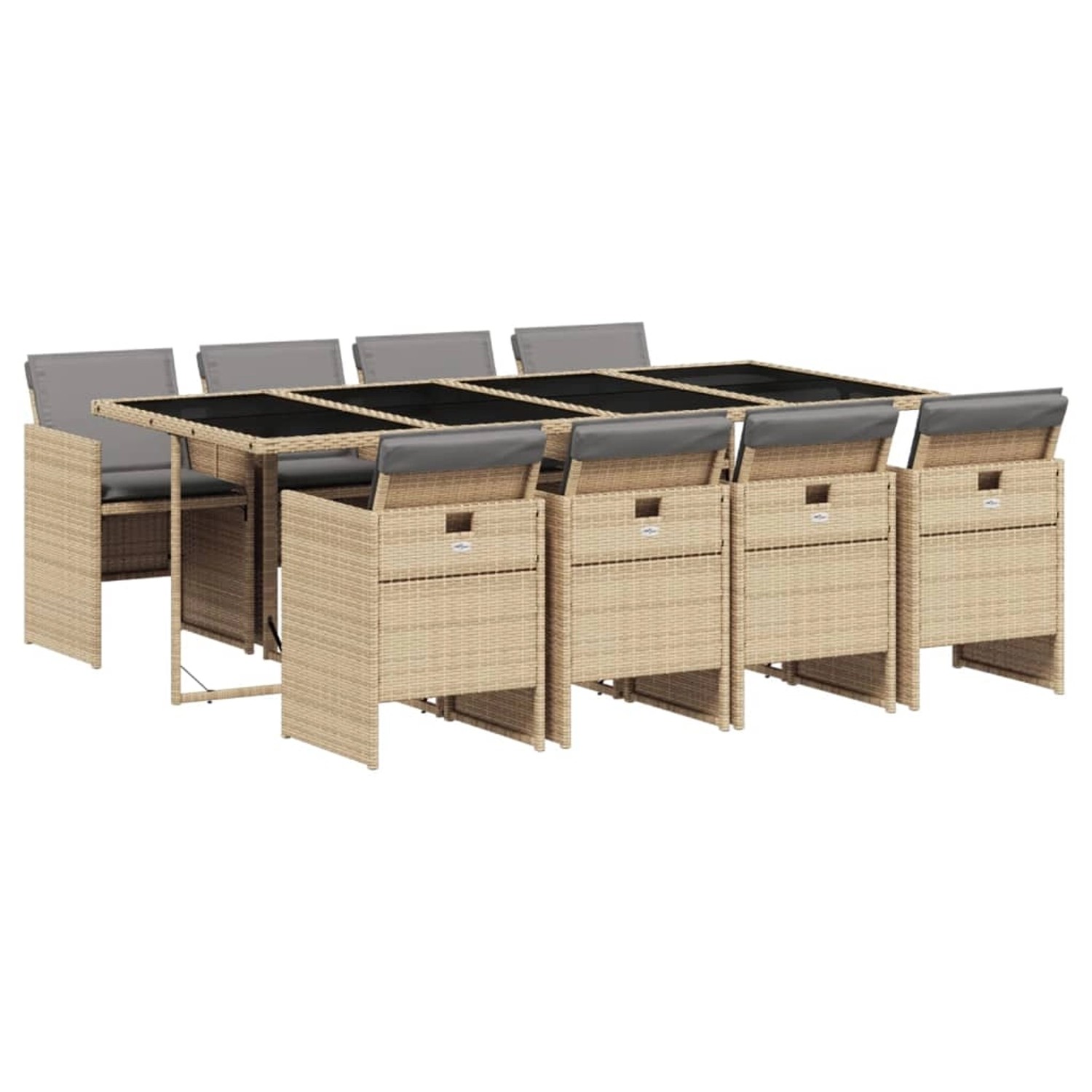 vidaXL 9-Tlg Garten-Essgruppe mit Kissen Beigemischung Poly Rattan 3277691 günstig online kaufen