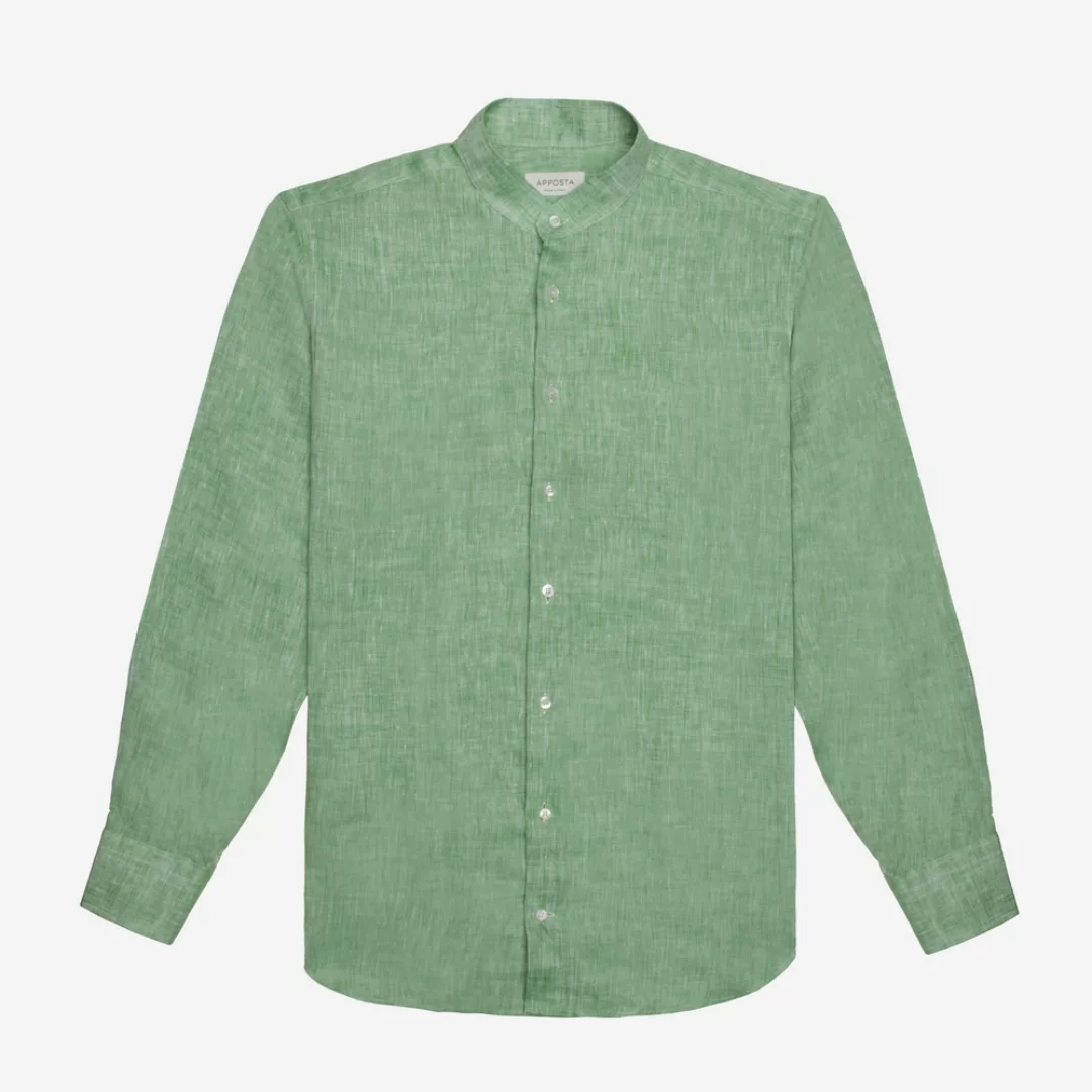 Hemd  einfarbig  grün leinen zefir italian leinen, kragenform  stehkragen günstig online kaufen