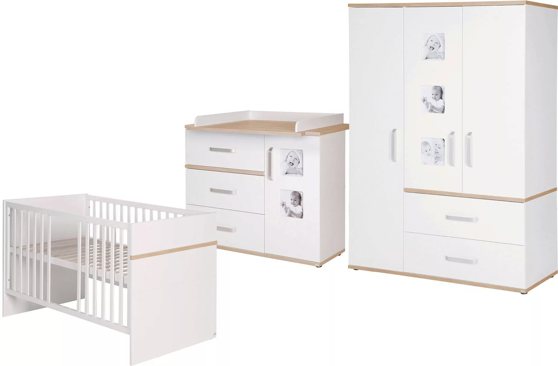 roba® Babyzimmer-Komplettset »Pia«, (Set, 3 tlg., Kinderbett, Schrank, Wick günstig online kaufen