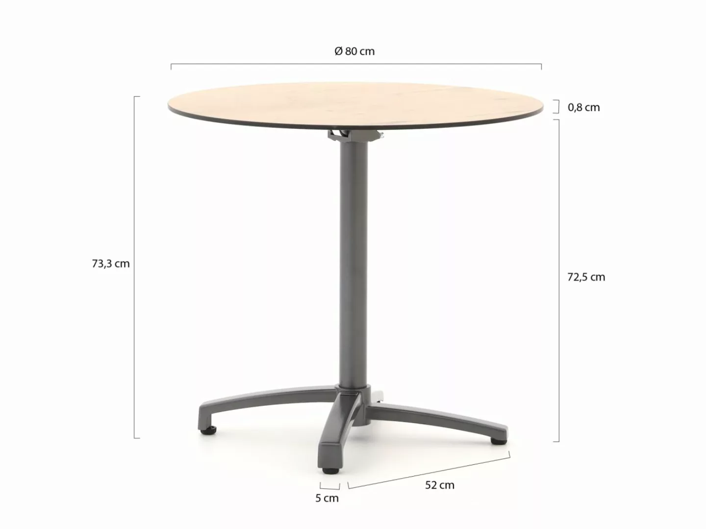 Bellagio Canzo Gartentisch klappbar ø80 cm (h:73 cm) günstig online kaufen
