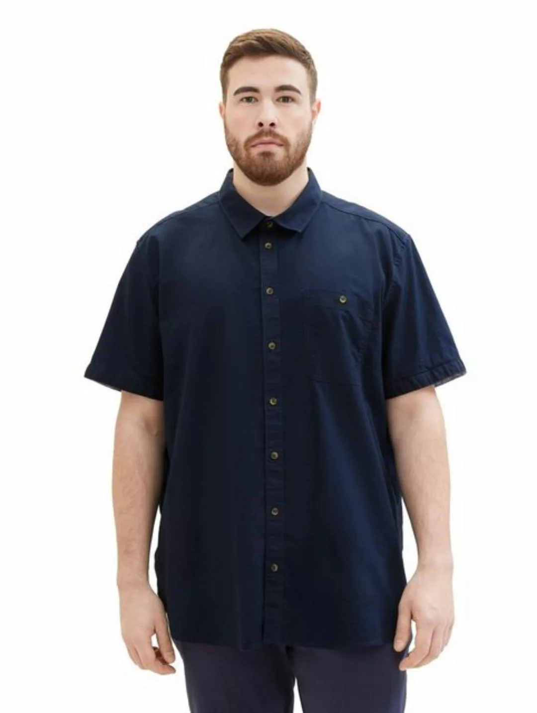 TOM TAILOR PLUS Kurzarmhemd mit Kentkragen und Knopfleiste günstig online kaufen
