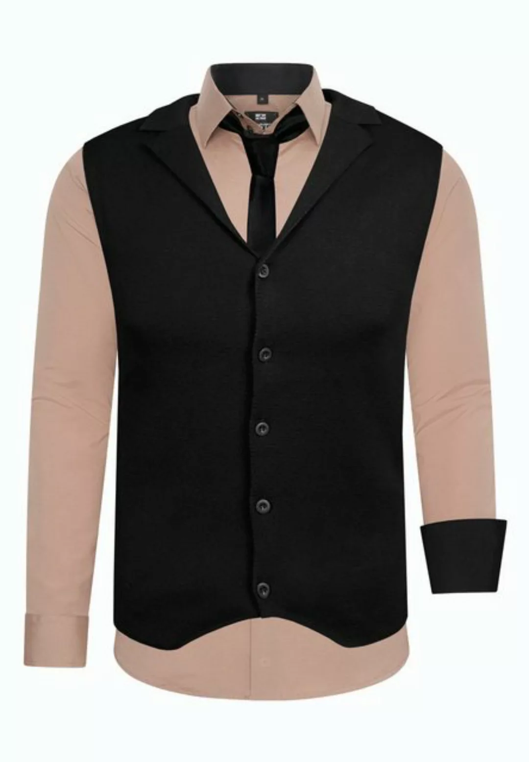 Rusty Neal Langarmhemd bestehend aus Hemd, Weste und Krawatte günstig online kaufen