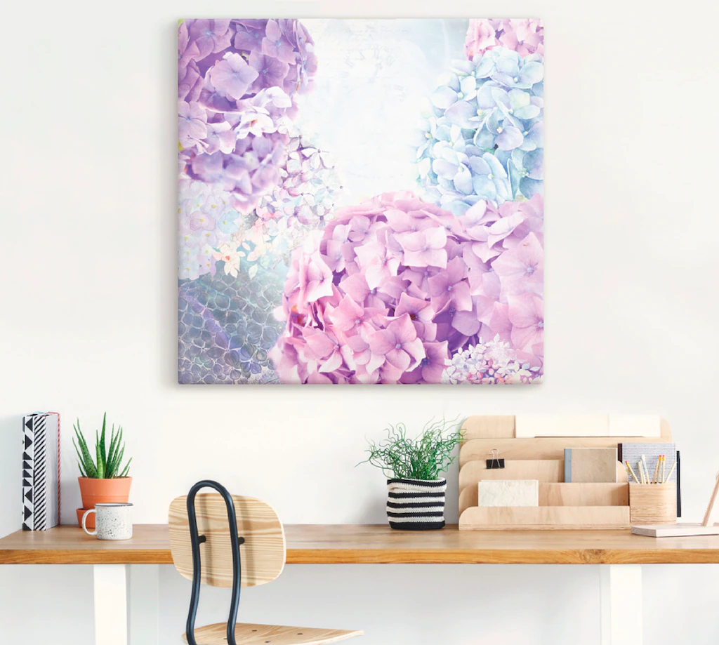 Artland Wandbild »Blau und Pink Hortensie«, Blumen, (1 St.), als Leinwandbi günstig online kaufen