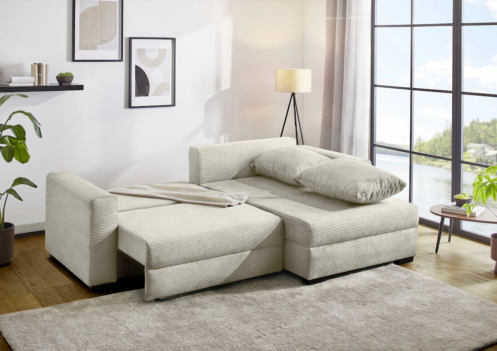 Jockenhöfer Gruppe Ecksofa »Saalbach, L-Form, Breite 261cm«, inkl. Bettfunk günstig online kaufen